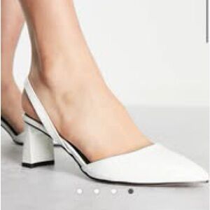 ASOS White WIDE Slingback Block Heels